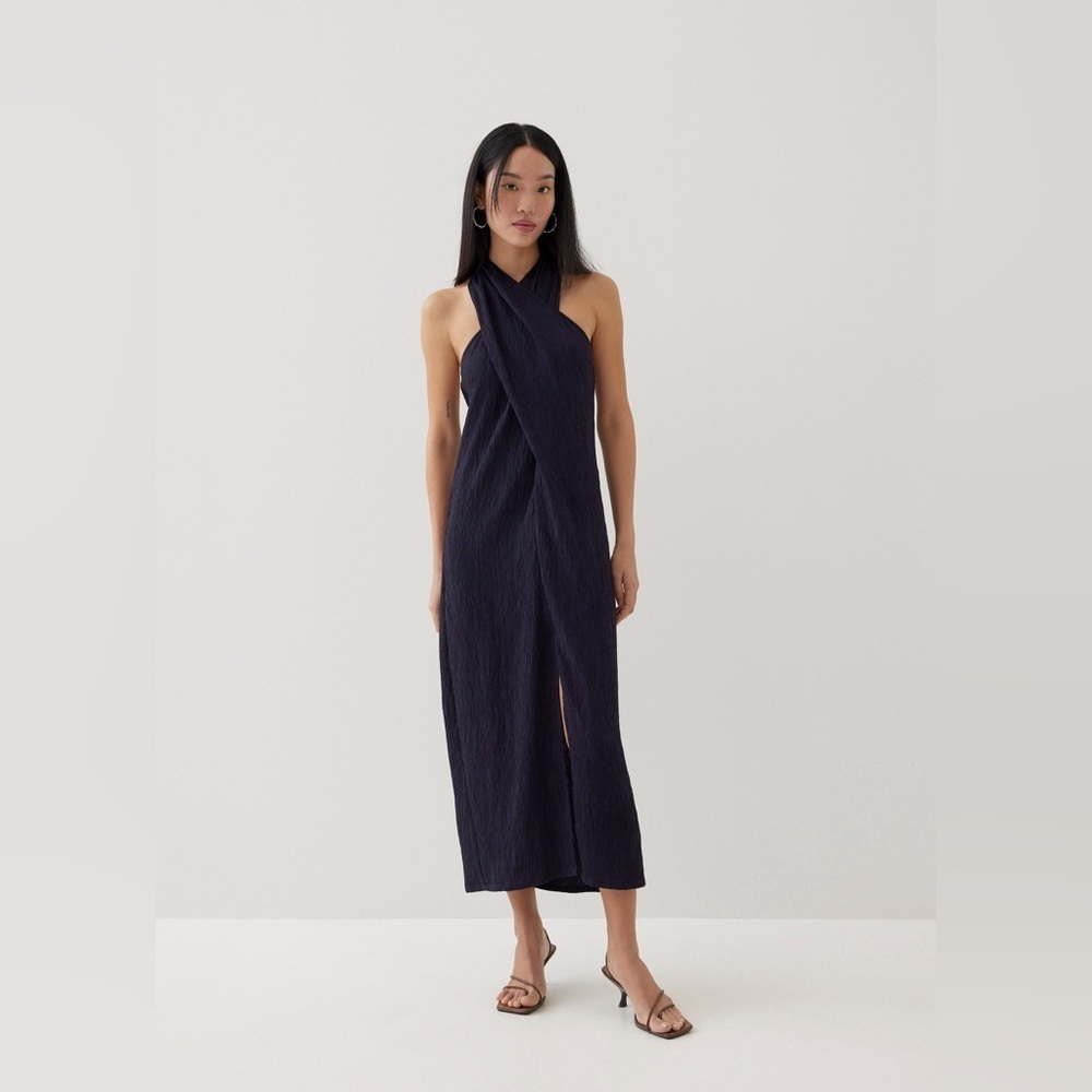 NWT - Love, Bonito Morgann Column Wrap Maxi Dress in Navy - Size M